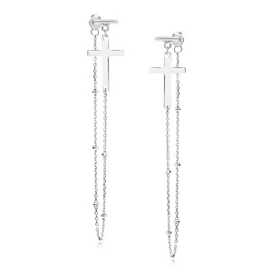 Cercei argint lungi cu lant si cruciulita DiAmanti Z1868ER-DIA (Argint 925‰ 1,9 g.)